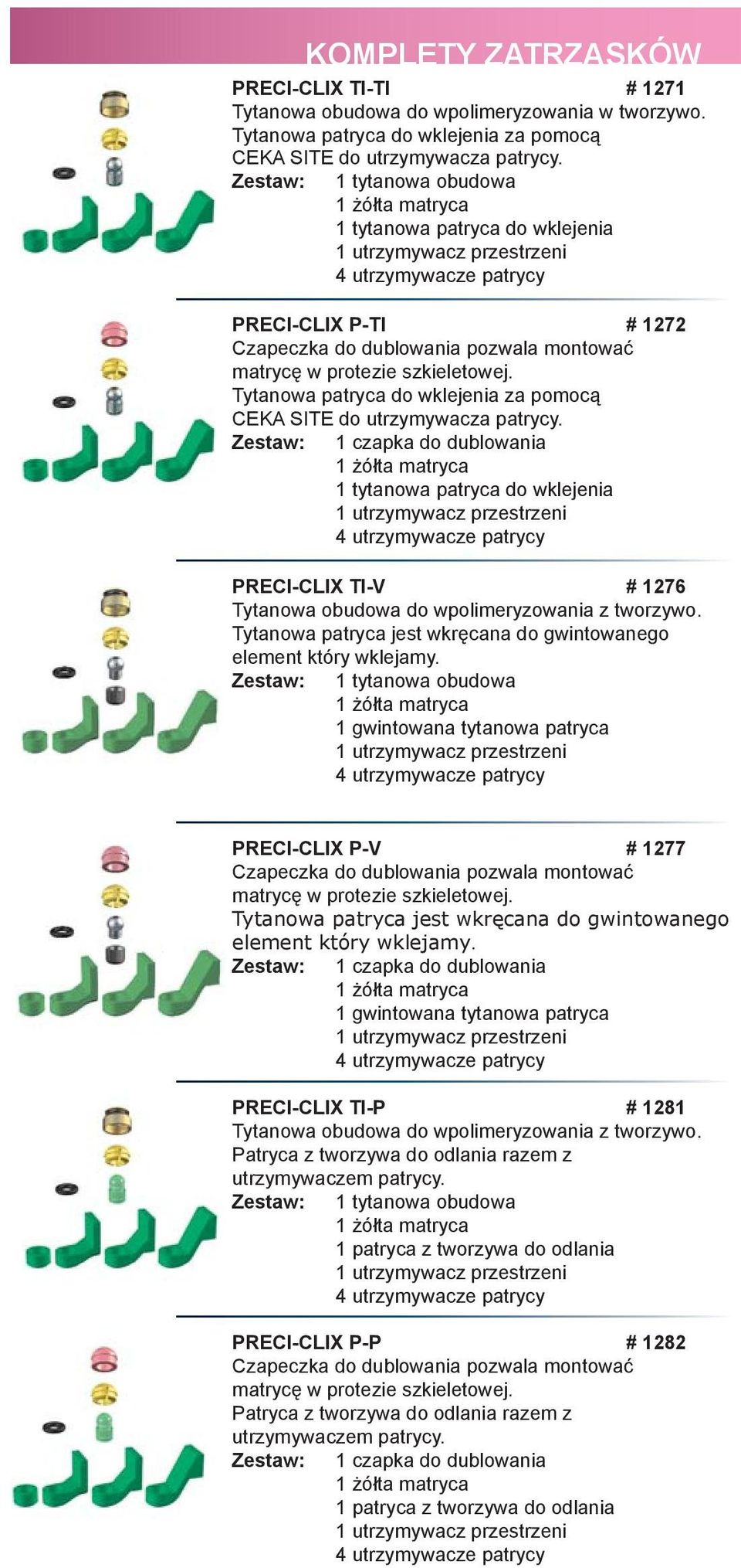 Tytanowa patryca do wklejenia za pomocą CEKA SITE do utrzymywacza patrycy.