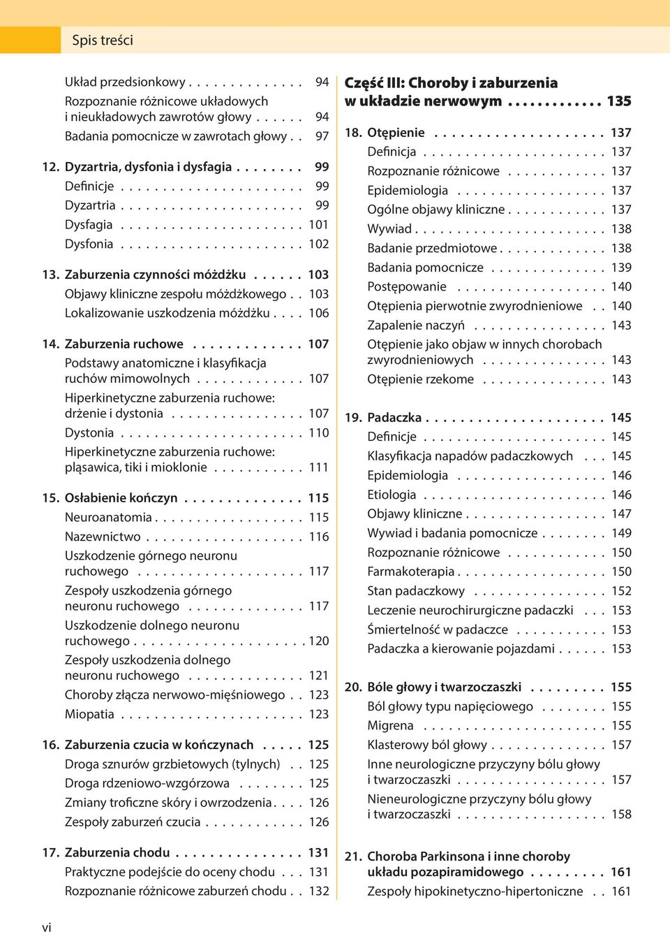 ..... 103 Objawy kliniczne zespołu móżdżkowego.. 103 Lokalizowanie uszkodzenia móżdżku.... 106 14. Zaburzenia ruchowe............. 107 Podstawy anatomiczne i klasyfikacja ruchów mimowolnych.