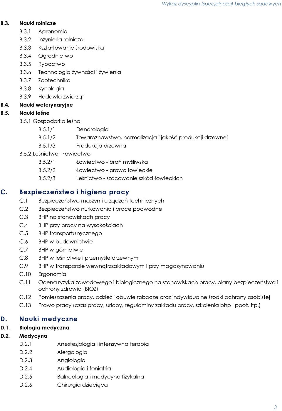 5.2/1 Łowiectwo - broń myśliwska B.5.2/2 Łowiectwo - prawo łowieckie B.5.2/3 Leśnictwo - szacowanie szkód łowieckich C. Bezpieczeństwo i higiena pracy C.