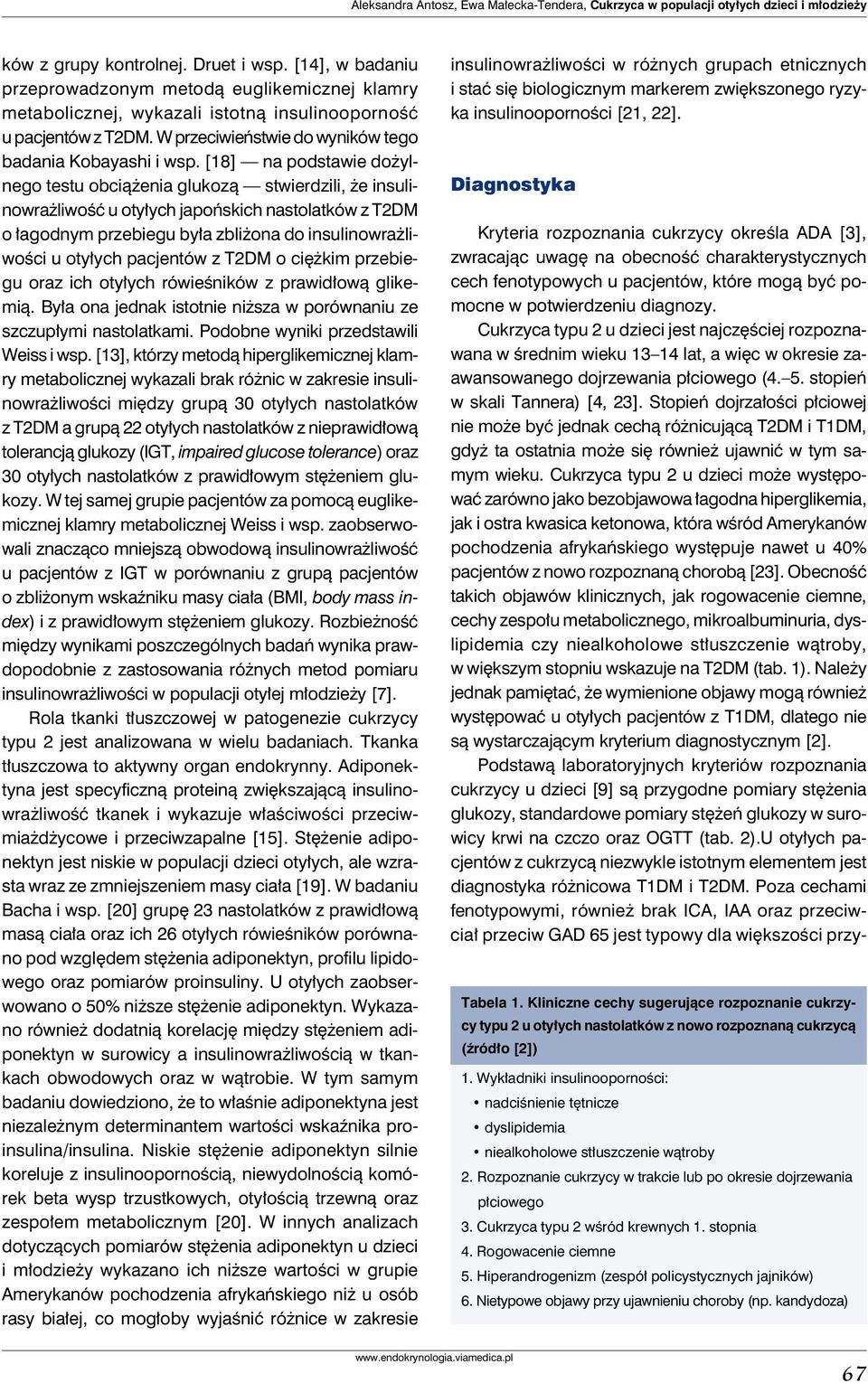 [18] na podstawie dożylnego testu obciążenia glukozą stwierdzili, że insulinowrażliwość u otyłych japońskich nastolatków z T2DM o łagodnym przebiegu była zbliżona do insulinowrażliwości u otyłych