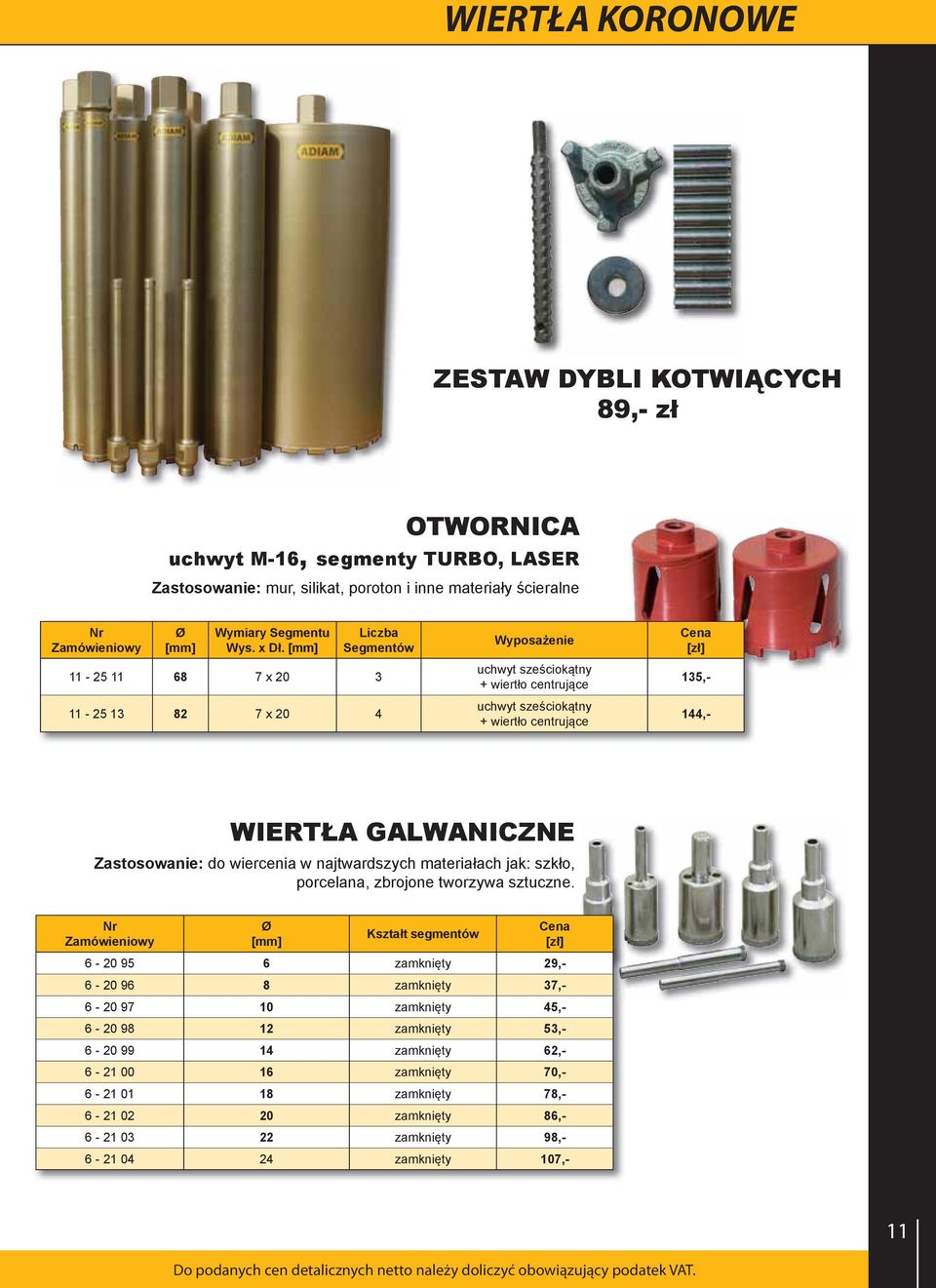 wiercenia w najtwardszych materiałach jak: szkło, porcelana, zbrojone tworzywa sztuczne.