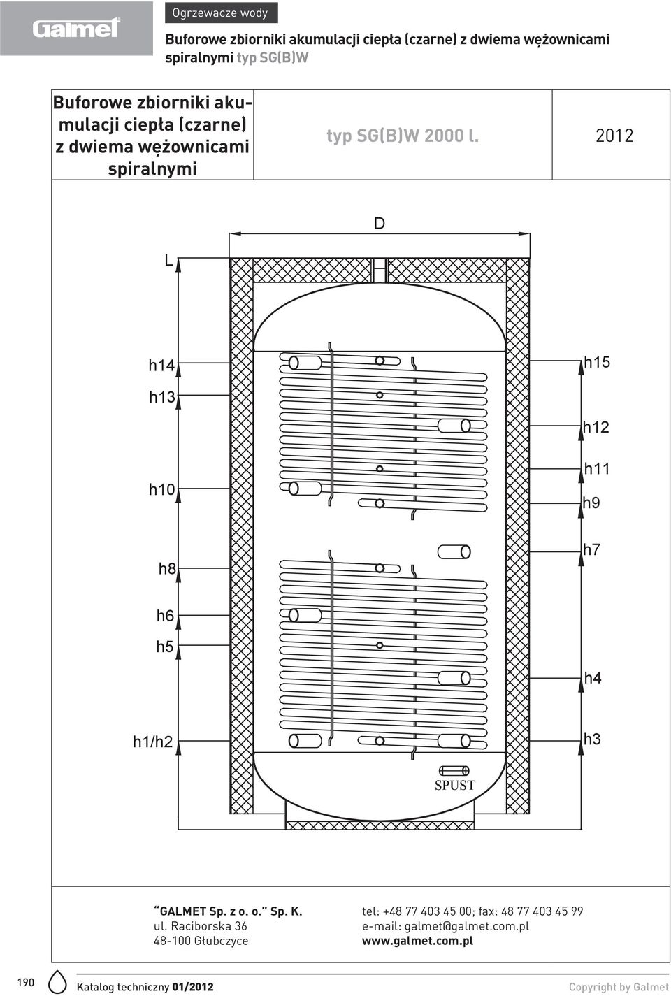 2012 D L h14 h15 h13 h10 h11 h9 h8 h7 h6 h5 h4 h1/h2 h3 SPUST GALMET Sp. z o. o. Sp. K. ul.
