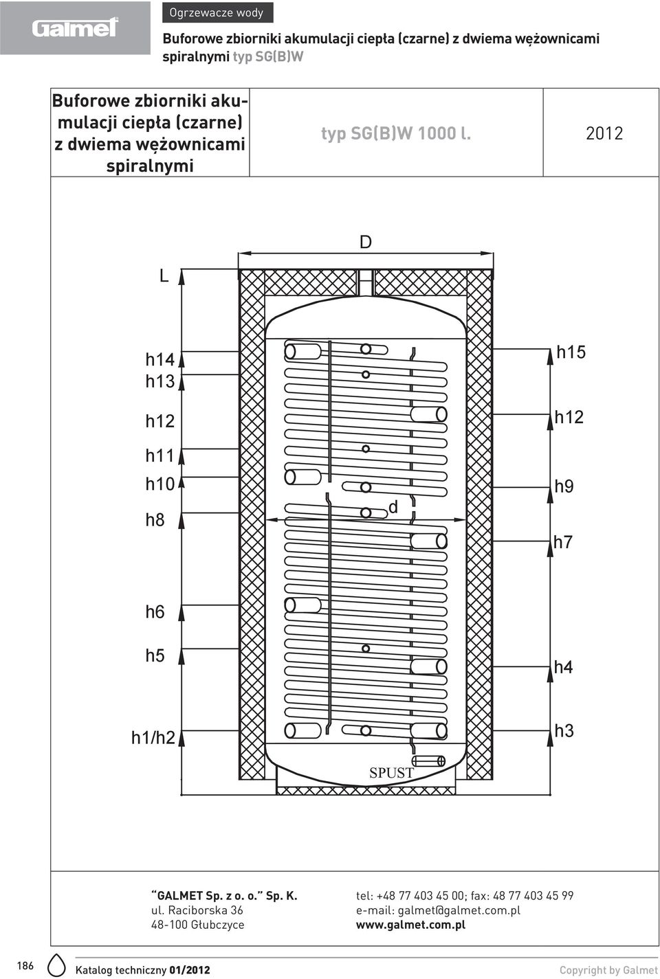2012 D L h14 h13 h11 h10 h8 d h15 h9 h7 h6 h5 h4 h1/h2 SPUST h3 GALMET Sp. z o. o. Sp. K. ul.