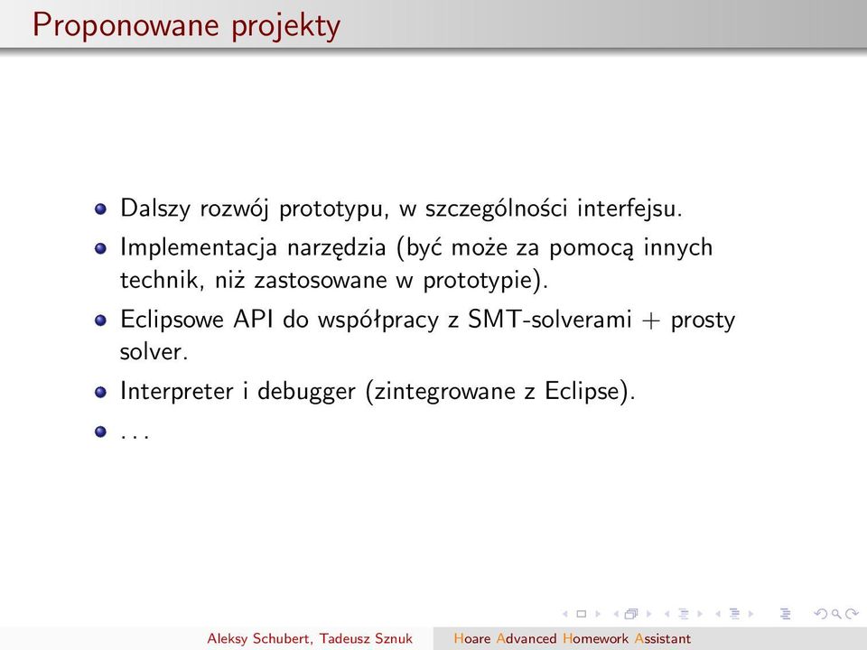 Implementacja narzędzia (być może za pomocą innych technik, niż