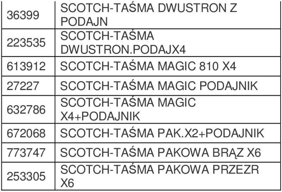 PODAJNIK 632786 SCOTCH-TAŚMA MAGIC X4+PODAJNIK 672068 SCOTCH-TAŚMA PAK.