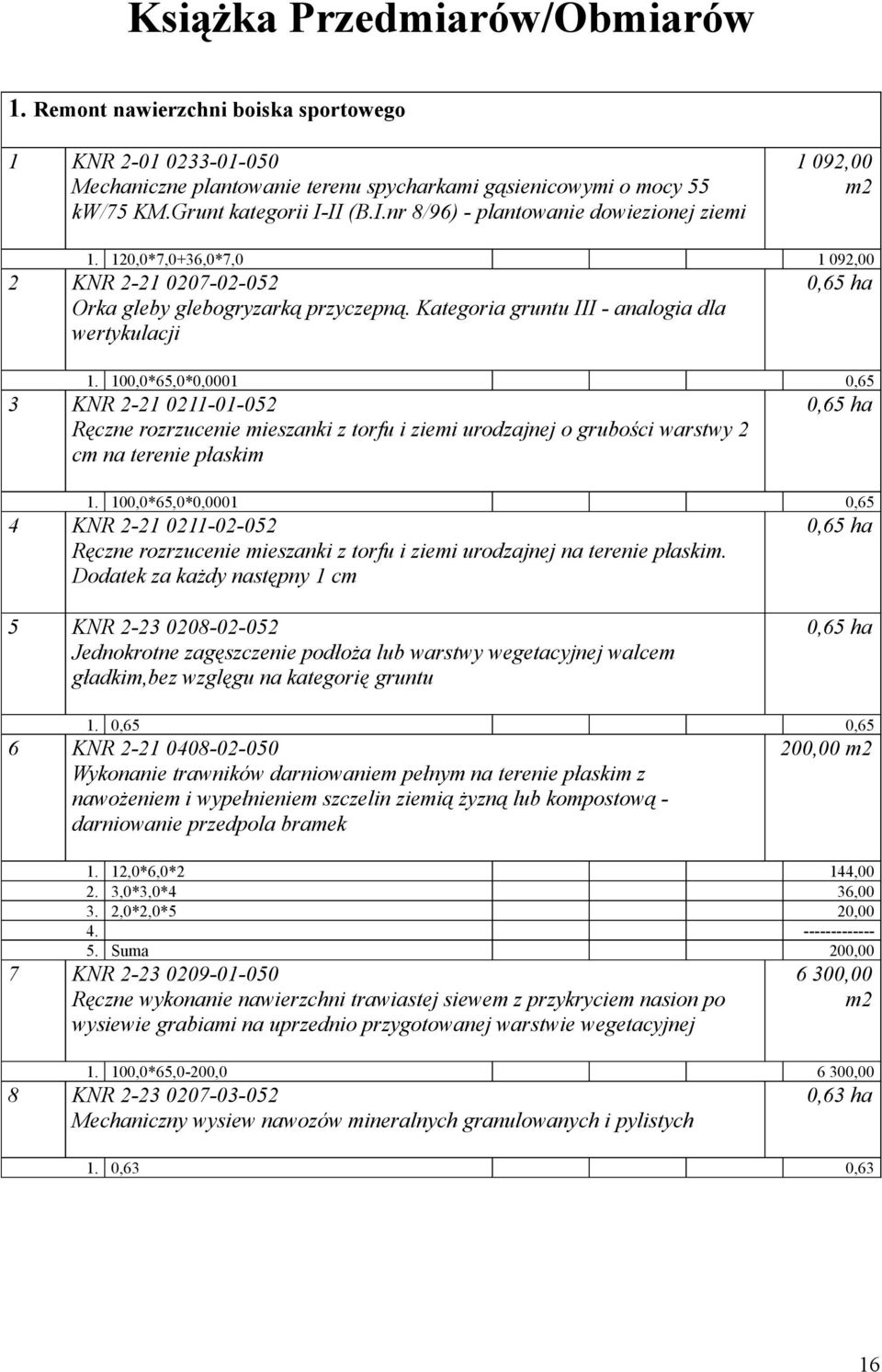 Kategoria gruntu III - analogia dla wertykulacji 0,65 ha 1.