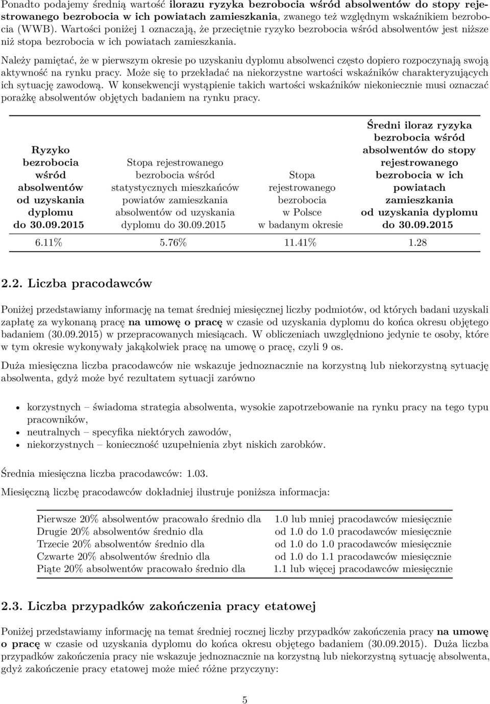 Należy pamiętać, że w pierwszym okresie po uzyskaniu dyplomu absolwenci często dopiero rozpoczynają swoją aktywność na rynku pracy.