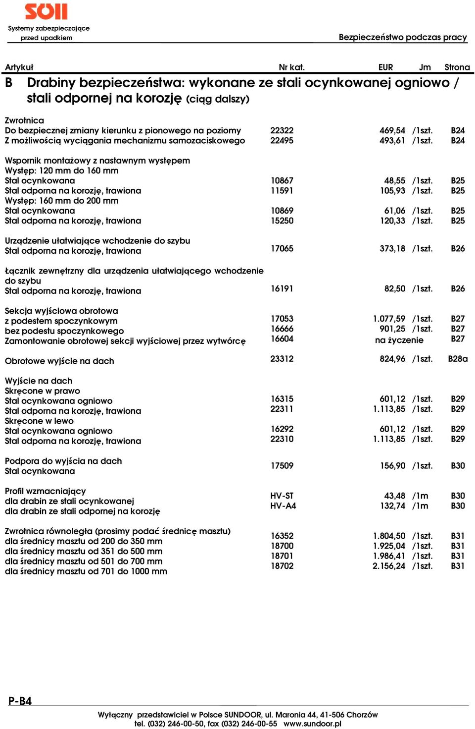 48,55 105,93 61,06 120,33 B25 B25 B25 B25 Urządzenie ułatwiające wchodzenie do szybu 17065 373,18 B26 Łącznik zewnętrzny dla urządzenia ułatwiającego wchodzenie do szybu 16191 82,50 B26 Sekcja