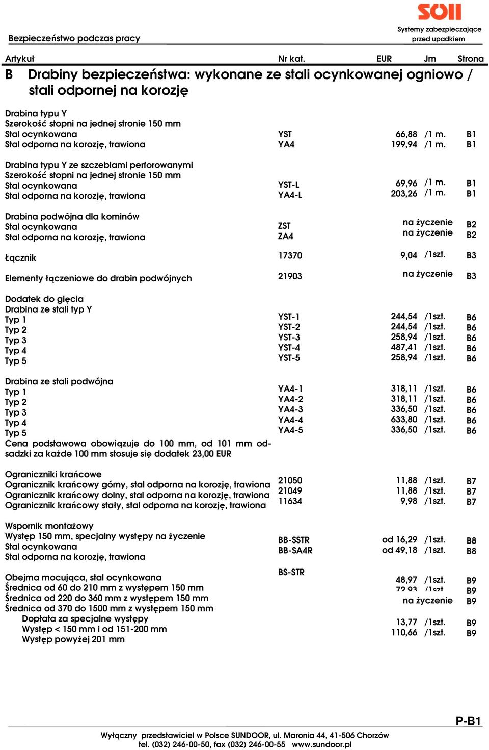 /1 m. B1 B1 Drabina podwójna dla kominów ZST ZA4 B2 B2 Łącznik 17370 9,04 B3 Elementy łączeniowe do drabin podwójnych 21903 B3 Dodatek do gięcia Drabina ze stali typ Y Typ 1 Typ 2 Typ 3 Typ 4 Typ 5