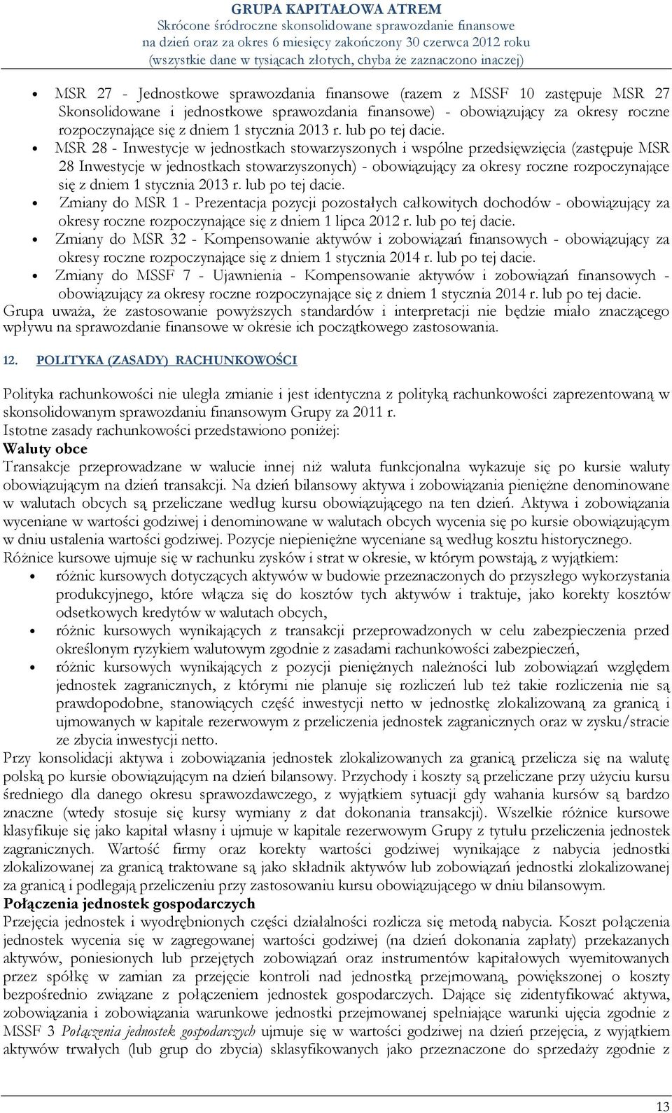 MSR 28 - Inwestycje w jednostkach stowarzyszonych i wspólne przedsięwzięcia (zastępuje MSR 28 Inwestycje w jednostkach stowarzyszonych) - obowiązujący za okresy roczne rozpoczynające się z dniem 1 