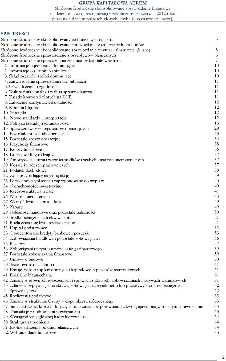 Informacje o Grupie Kapitałowej 10 3. Skład organów spółki dominującej 10 4. Zatwierdzenie sprawozdania do publikacji 11 5. Oświadczenie o zgodności 11 6.