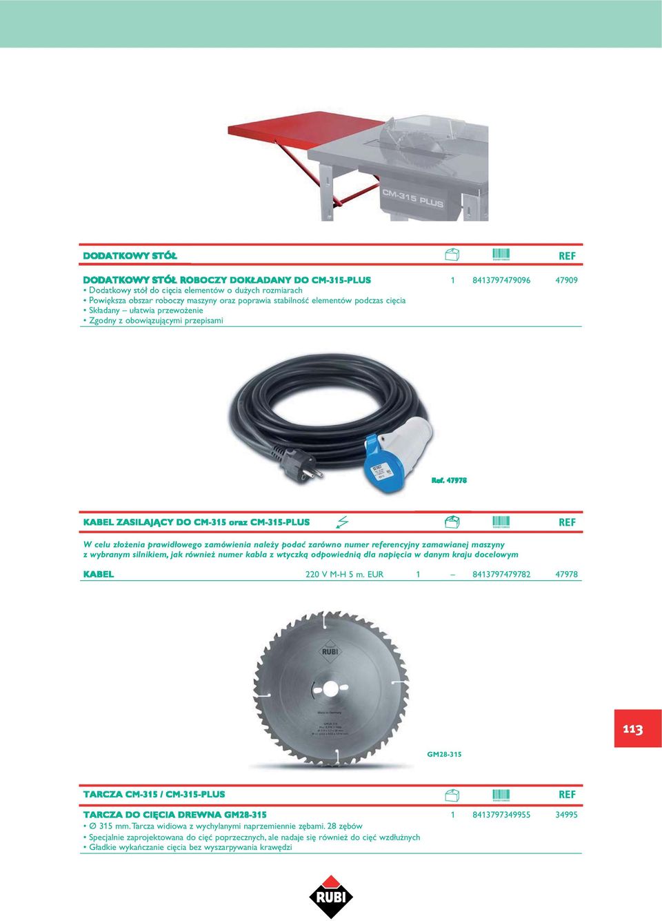 silnikiem, jak r ównie numer kabla z wtyczkà odpowiednià dla napi cia w danym kraju docelowym KABEL 220 V M-H 5 m.