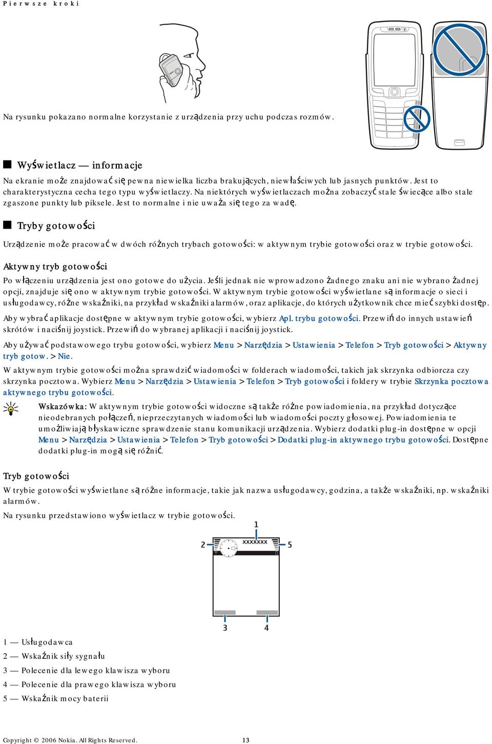 Na niektórych wyświetlaczach można zobaczyć stale świecące albo stale zgaszone punkty lub piksele. Jest to normalne i nie uważa się tego za wadę.