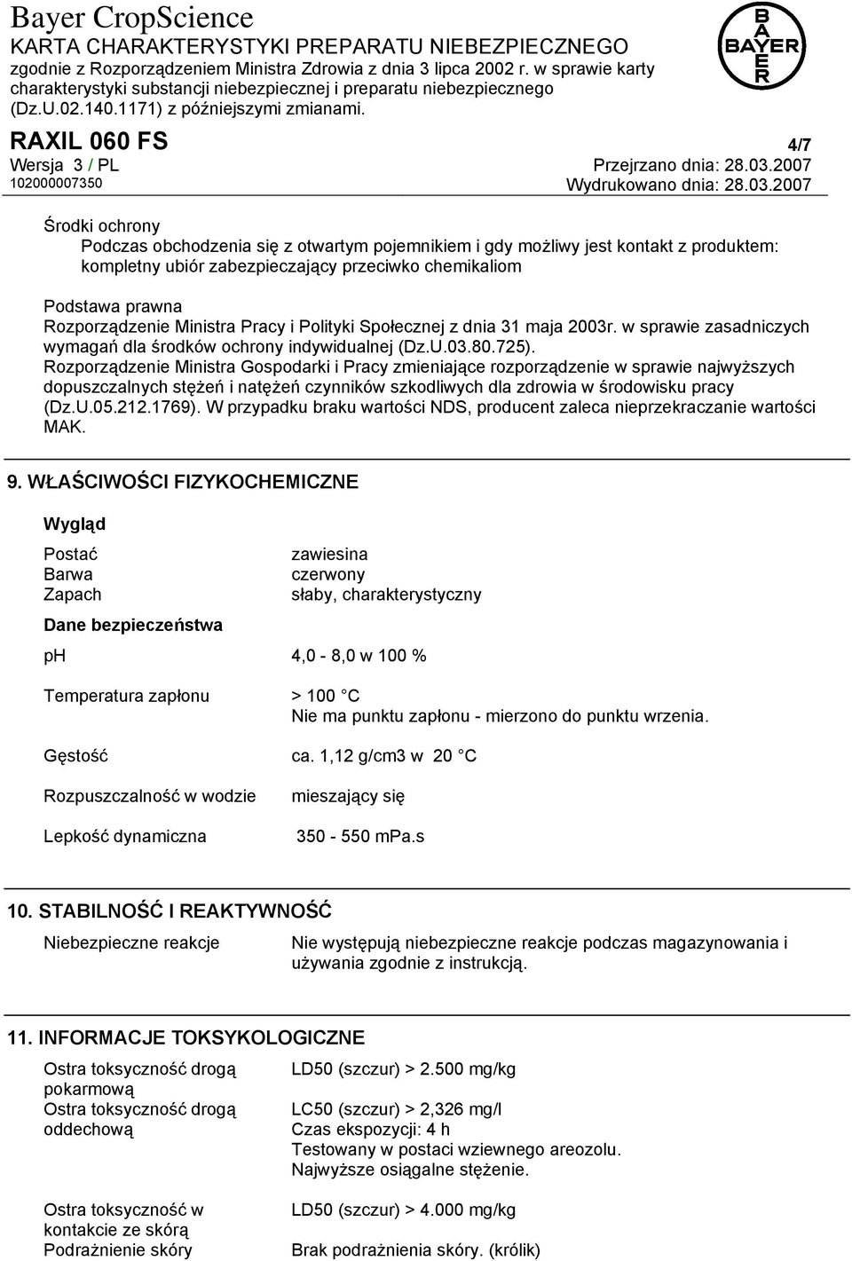 Rozporządzenie Ministra Gospodarki i Pracy zmieniające rozporządzenie w sprawie najwyższych dopuszczalnych stężeń i natężeń czynników szkodliwych dla zdrowia w środowisku pracy (Dz.U.05.212.1769).