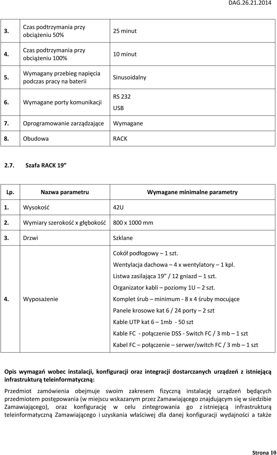 Wyposażenie Cokół podłogowy 1 szt. Wentylacja dachowa 4 x wentylatory 1 kpl. Listwa zasilająca 19 / 12 gniazd 1 szt. Organizator kabli poziomy 1U 2 szt.