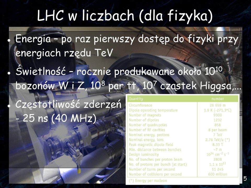 rocznie produkowane około 10 10 bozonów W i Z, 10 8 par