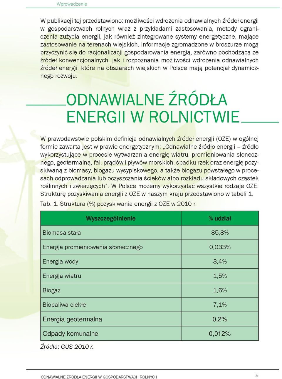 Informacje zgromadzone w broszurze mogą przyczynić się do racjonalizacji gospodarowania energią, zarówno pochodzącą ze źródeł konwencjonalnych, jak i rozpoznania możliwości wdrożenia odnawialnych
