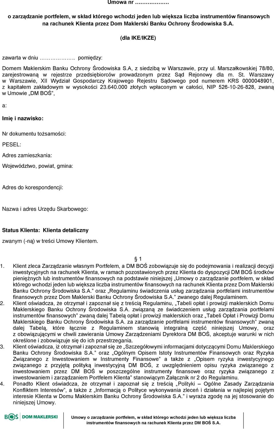 Marszałkowskiej 78/80, zarejestrowaną w rejestrze przedsiębiorców prowadzonym przez Sąd Rejonowy dla m. St.