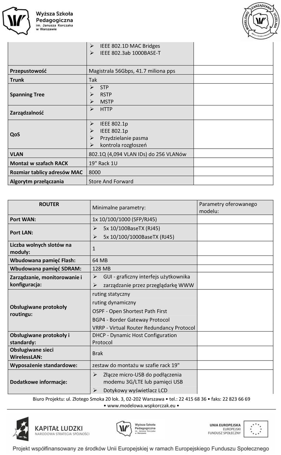 7 miliona pps Tak STP RSTP MSTP HTTP IEEE 802.1p IEEE 802.1p Przydzielanie pasma kontrola rozgłoszeń 802.