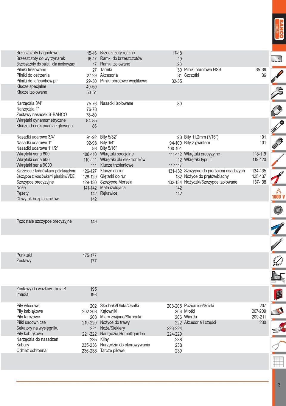 Narzędzia 3/4 Narzędzia 1 Zestawy nasadek S-BAHCO Wkrętaki dynamometryczne Klucze do dokręcania kątowego 75-76 76-78 78-80 84-85 86 Nasadki izolowane 80 Nasadki udarowe 3/4 Nasadki udarowe 1 Nasadki