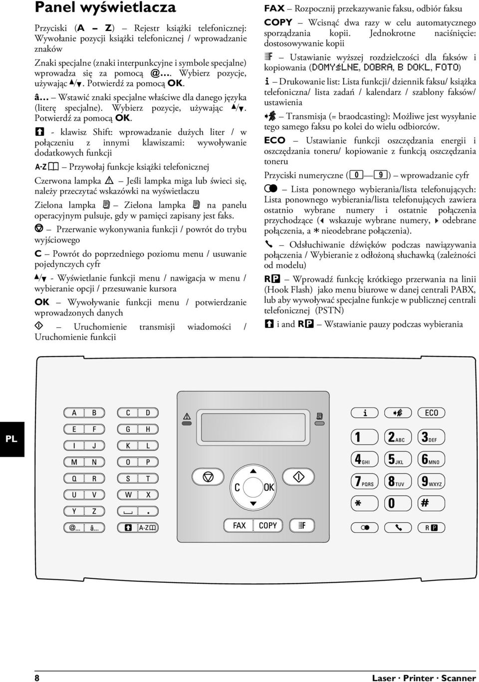 Znaków specjalnych 2 ûü Wstawić znaki specjalne właściwe dla danego języka (literę specjalne). Wybierz pozycje, używając [. Potwierdź za pomocą OK.