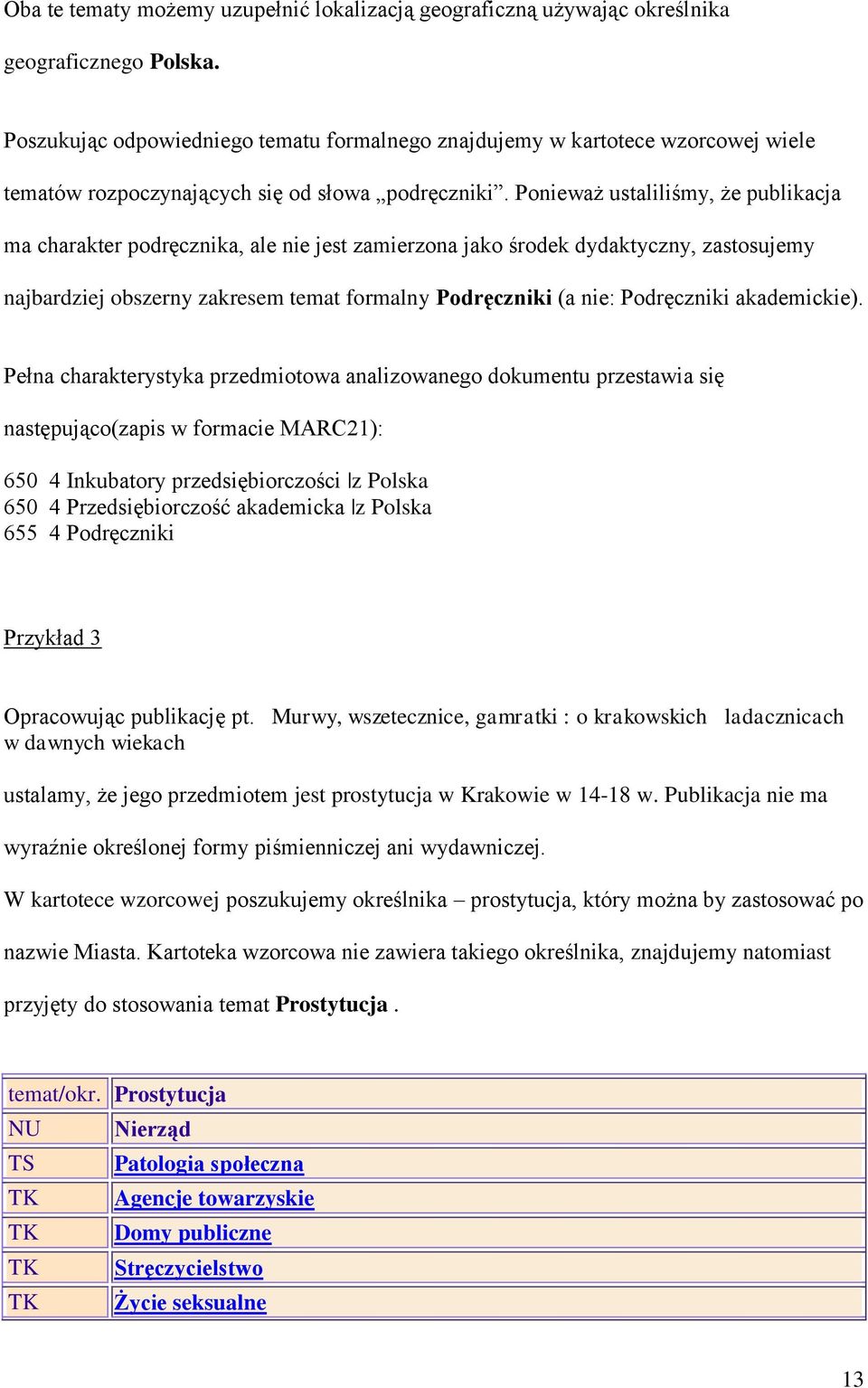 Ponieważ ustaliliśmy, że publikacja ma charakter podręcznika, ale nie jest zamierzona jako środek dydaktyczny, zastosujemy najbardziej obszerny zakresem temat formalny Podręczniki (a nie: Podręczniki