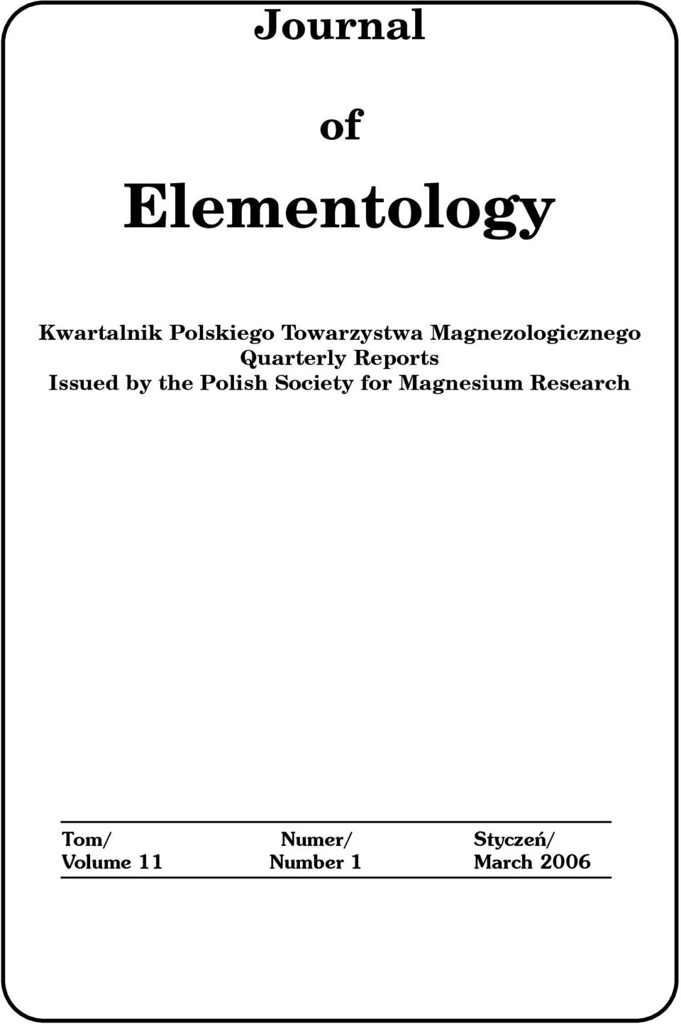 Issued by the Polish Society for Magnesium