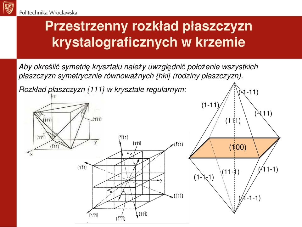 symetrycznie równowaŝnych {hkl} (rodziny płaszczyzn).