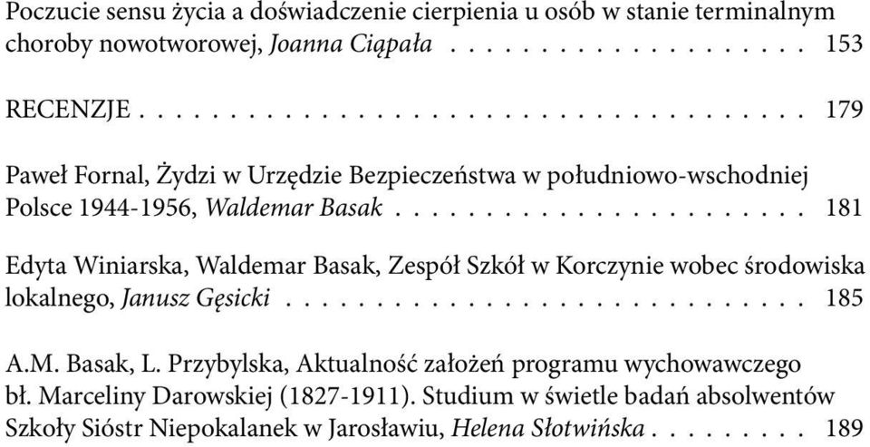 ...................... 181 Edyta Winiarska, Waldemar Basak, Zespół Szkół w Korczynie wobec środowiska lokalnego, Janusz Gęsicki............................. 185 A.M.