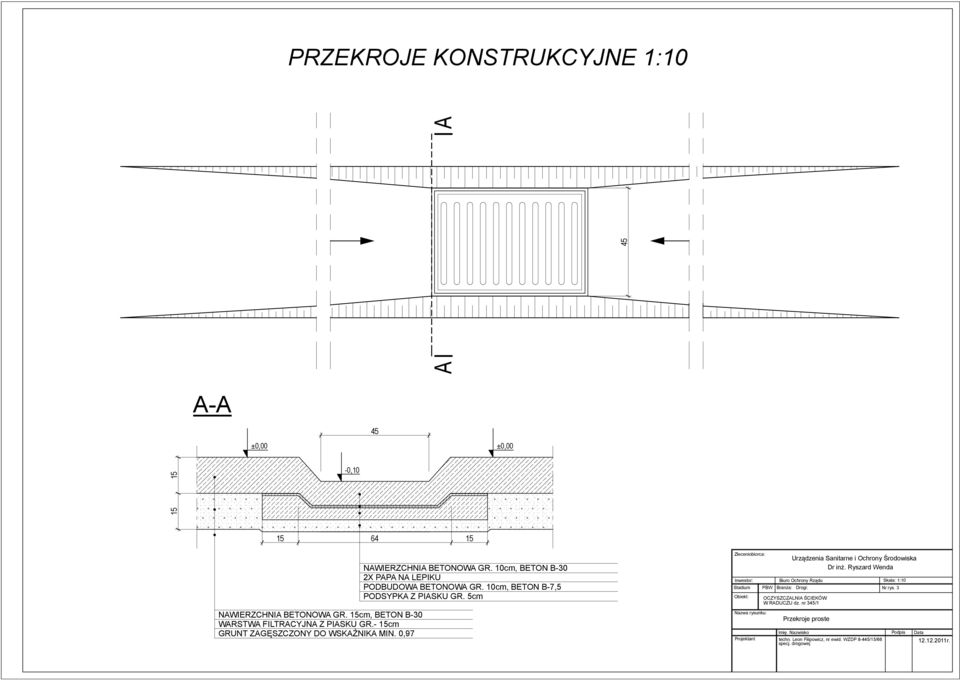 5cm Zleceniobiorca: Inwestor: Stadium Obiekt: Nazwa rysunku: PBW Branża: Drogi: Urządzenia Sanitarne i Ochrony Środowiska Dr inż.