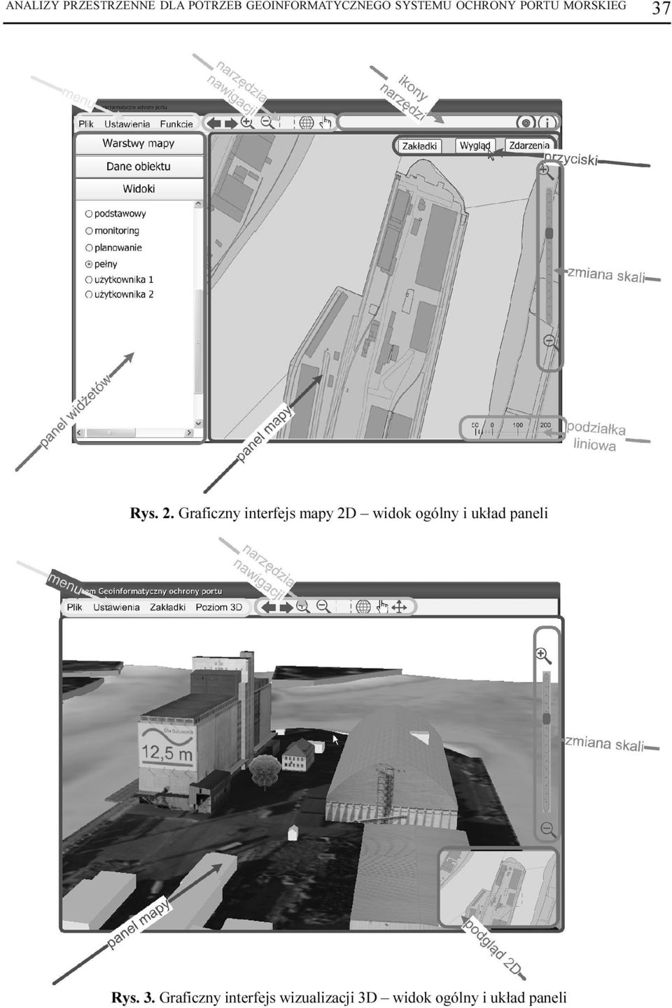 Graficzny interfejs mapy 2D widok ogólny i uk³ad paneli