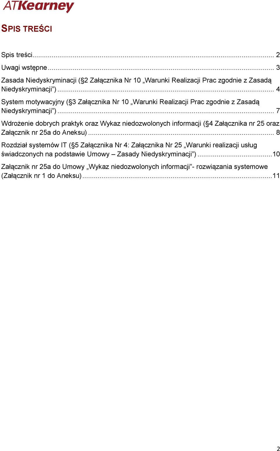 .. 7 Wdrożenie dobrych praktyk oraz Wykaz niedozwolonych informacji ( 4 Załącznika nr 25 oraz Załącznik nr 25a do Aneksu).