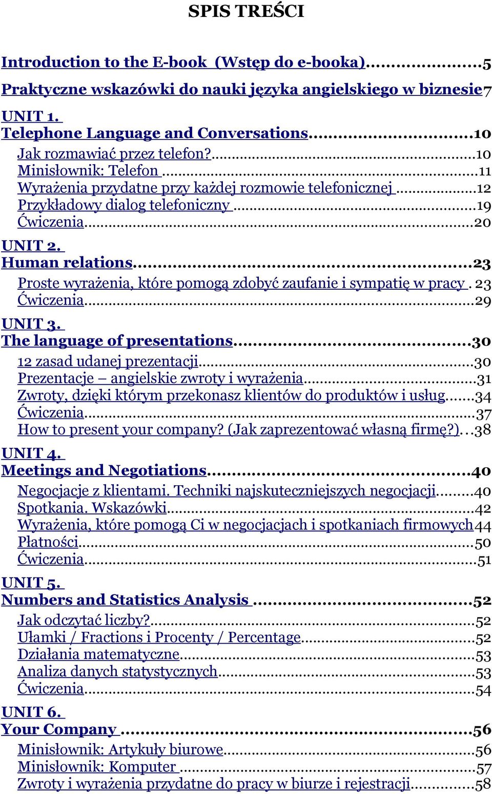 ..23 Proste wyrażenia, które pomogą zdobyć zaufanie i sympatię w pracy. 23 Ćwiczenia...29 UNIT 3. The language of presentations...30 12 zasad udanej prezentacji.