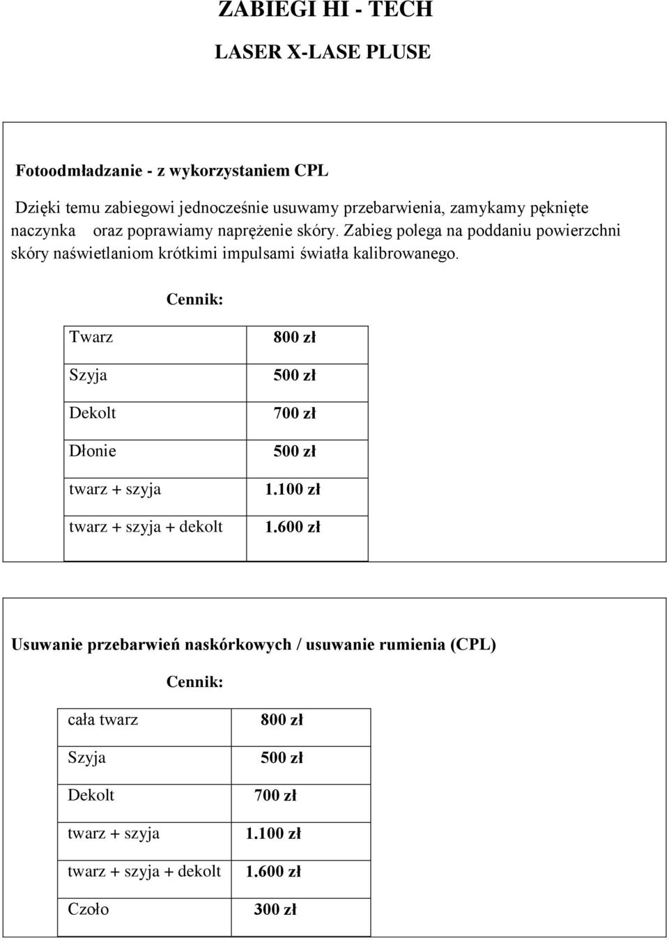 Zabieg polega na poddaniu powierzchni skóry naświetlaniom krótkimi impulsami światła kalibrowanego.