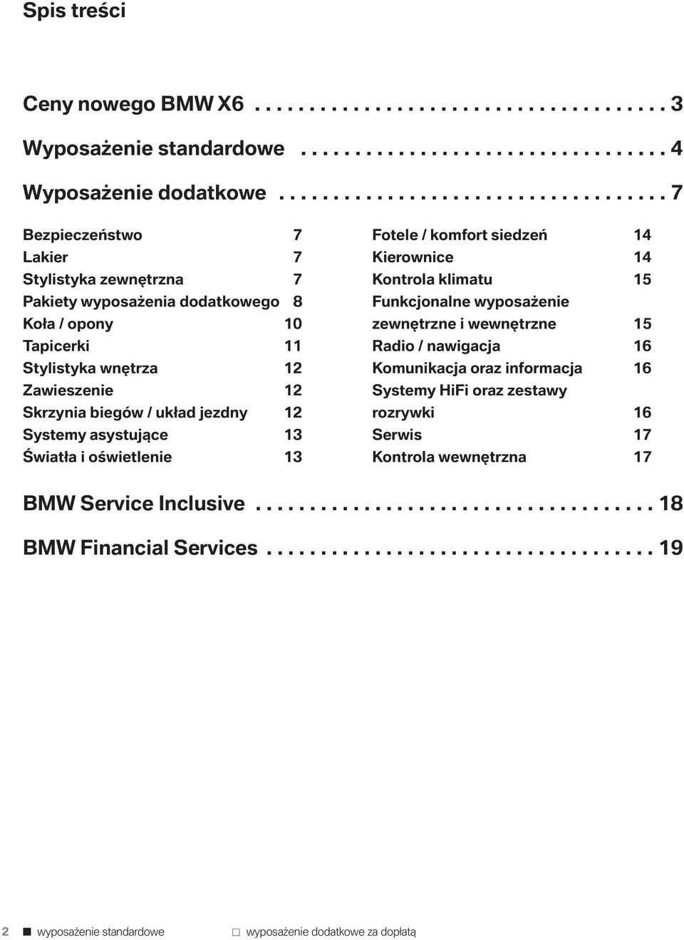 biegów / układ jezdny 12 Systemy asystujące 13 Światła i oświetlenie 13 Fotele / komfort siedzeń 14 Kierownice 14 Kontrola klimatu 15 Funkcjonalne wyposażenie zewnętrzne i wewnętrzne 15 Radio /