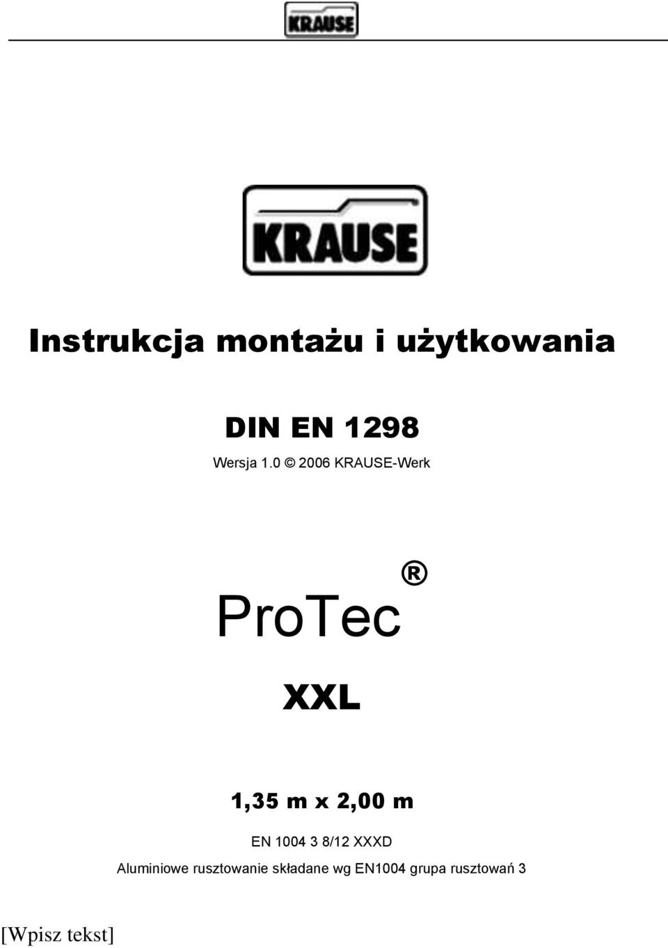 0 2006 KRAUSE-Werk ProTec XXL 1,35 m x 2,00 m EN