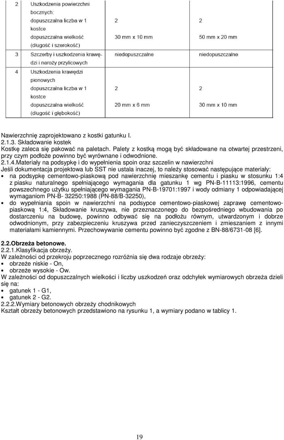 Materiały na podsypkę i do wypełnienia spoin oraz szczelin w nawierzchni Jeśli dokumentacja projektowa lub SST nie ustala inaczej, to należy stosować następujące materiały: na podsypkę