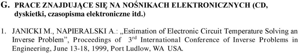 : Estimation of Electronic Circuit Temperature Solving an Inverse Problem,