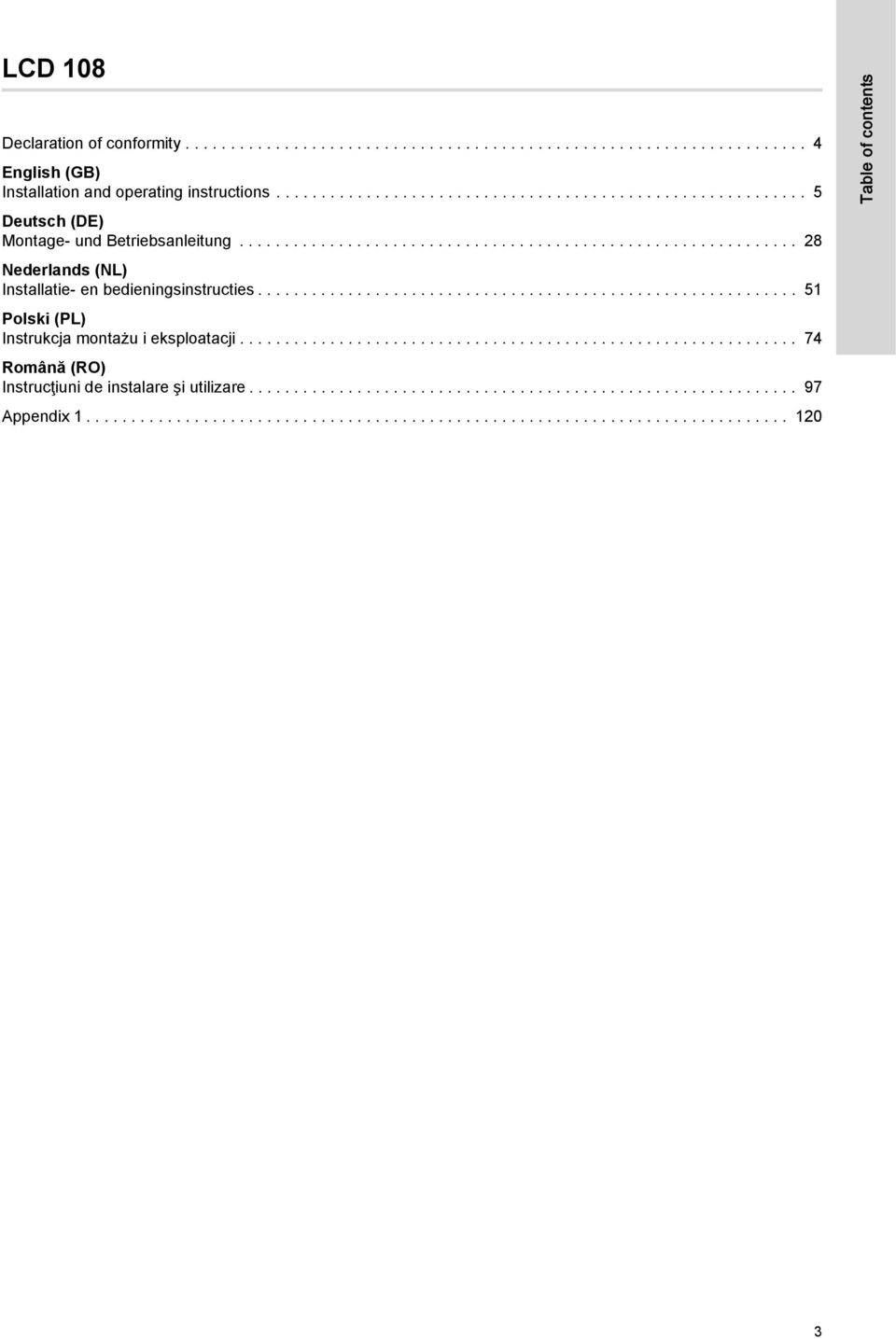 ........................................................... 5 Polski (PL) Instrukcja montażu i eksploatacji.............................................................. 74 Română (RO) Instrucţiuni de instalare şi utilizare.