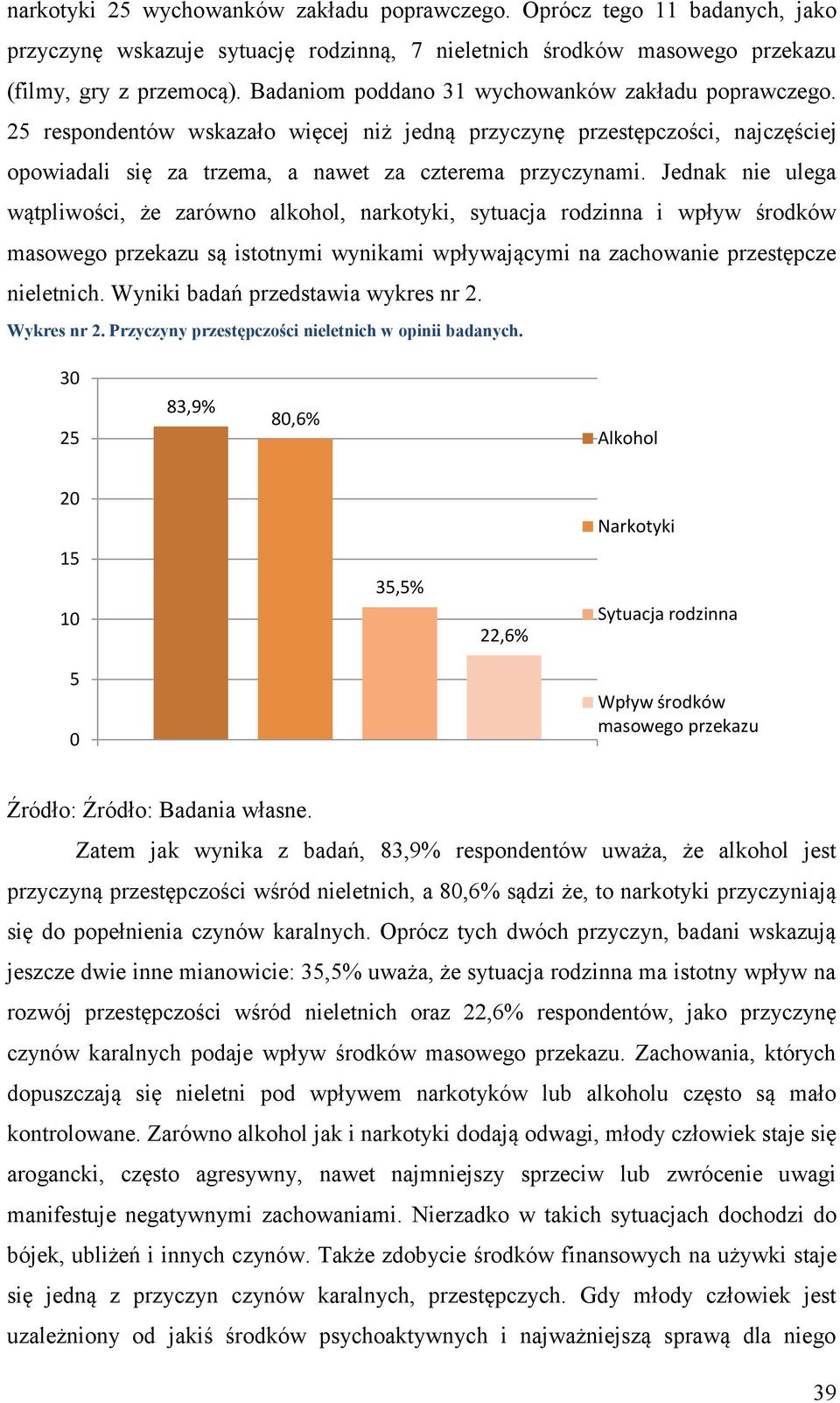 Jednak nie ulega wątpliwości, że zarówno alkohol, narkotyki, sytuacja rodzinna i wpływ środków masowego przekazu są istotnymi wynikami wpływającymi na zachowanie przestępcze nieletnich.