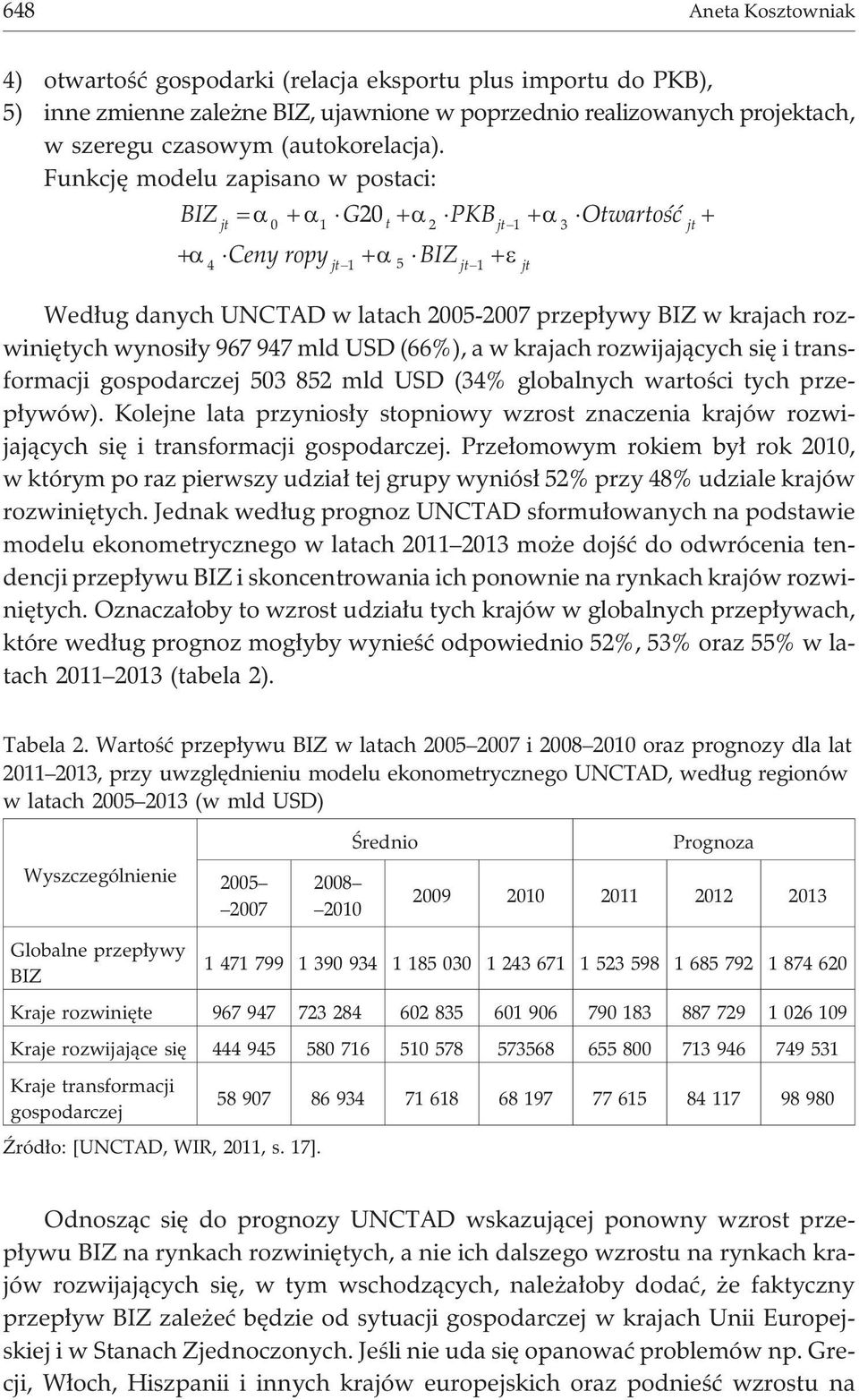 947 mld USD (66%), a w krajach rozwijaj¹cych siê i transformacji gospodarczej 503 852 mld USD (34% globalnych wartoœci tych przep³ywów).