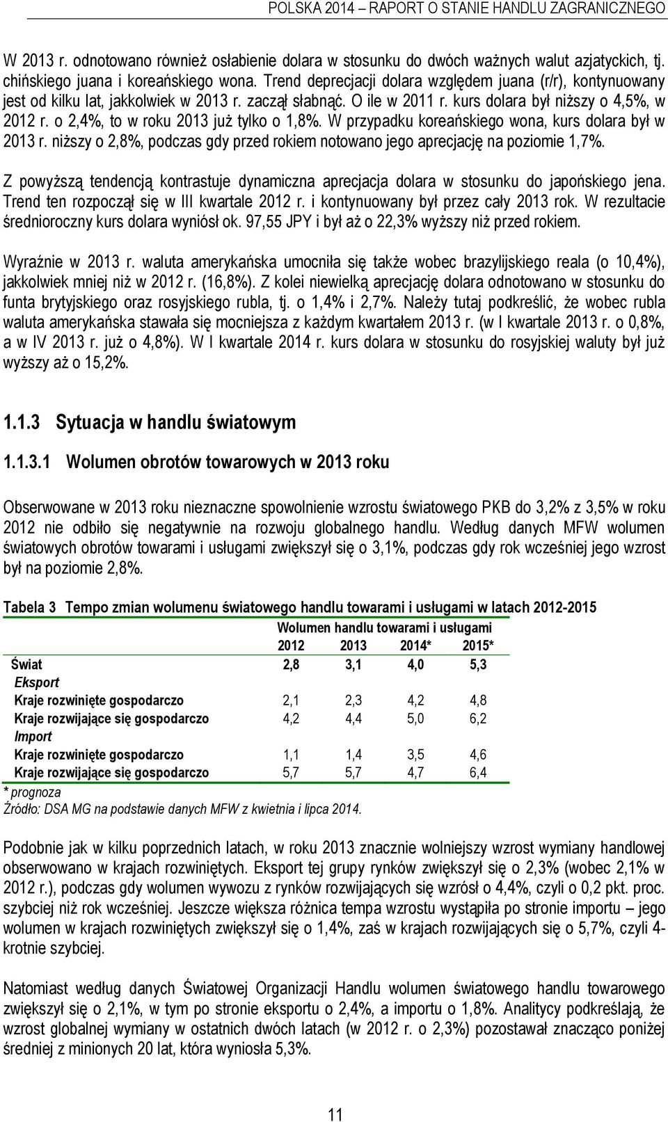 o 2,4%, to w roku 2013 już tylko o 1,8%. W przypadku koreańskiego wona, kurs dolara był w 2013 r. niższy o 2,8%, podczas gdy przed rokiem notowano jego aprecjację na poziomie 1,7%.