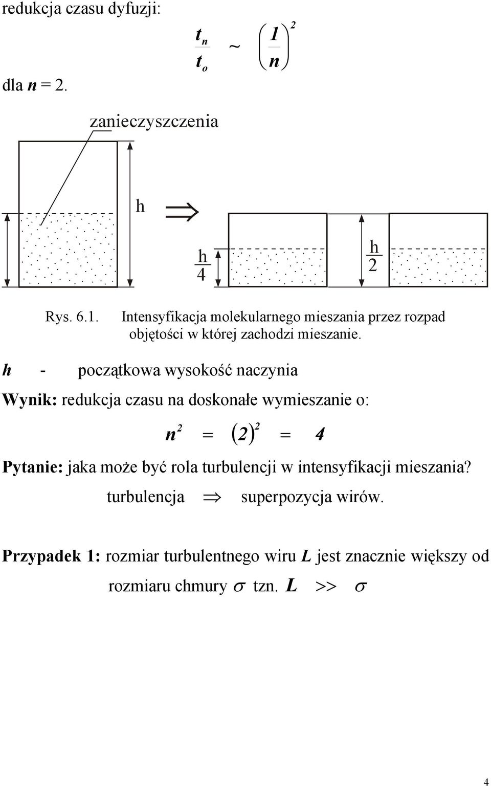 Inensyfikacja molekularnego mieszania przez rozpad objęości w kórej zachodzi mieszanie.