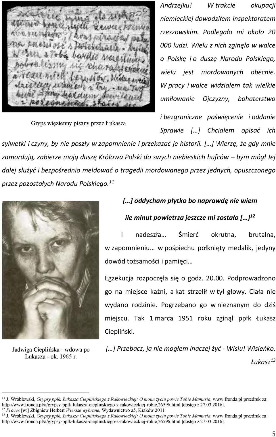 W pracy i walce widziałem tak wielkie umiłowanie Ojczyzny, bohaterstwo i bezgraniczne poświęcenie i oddanie Sprawie [ ] Chciałem opisać ich sylwetki i czyny, by nie poszły w zapomnienie i przekazać