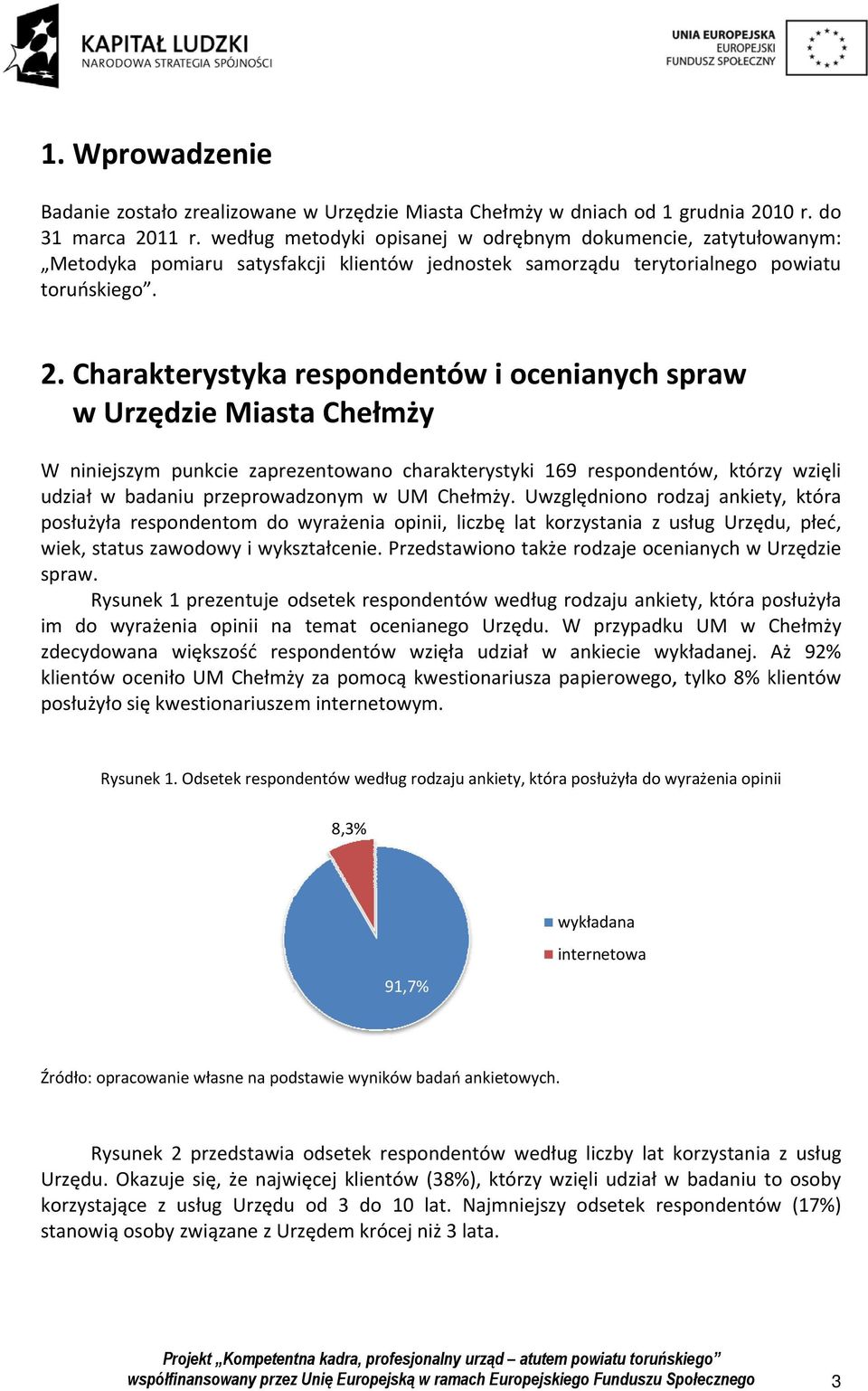 Charakterystyka respondentów i ocenianych spraw w Urzędzie Miasta Chełmży W niniejszym punkcie zaprezentowanoo charakterystyki 169 respondentów, którzy wzięli udział w badaniu przeprowadzonym w UM
