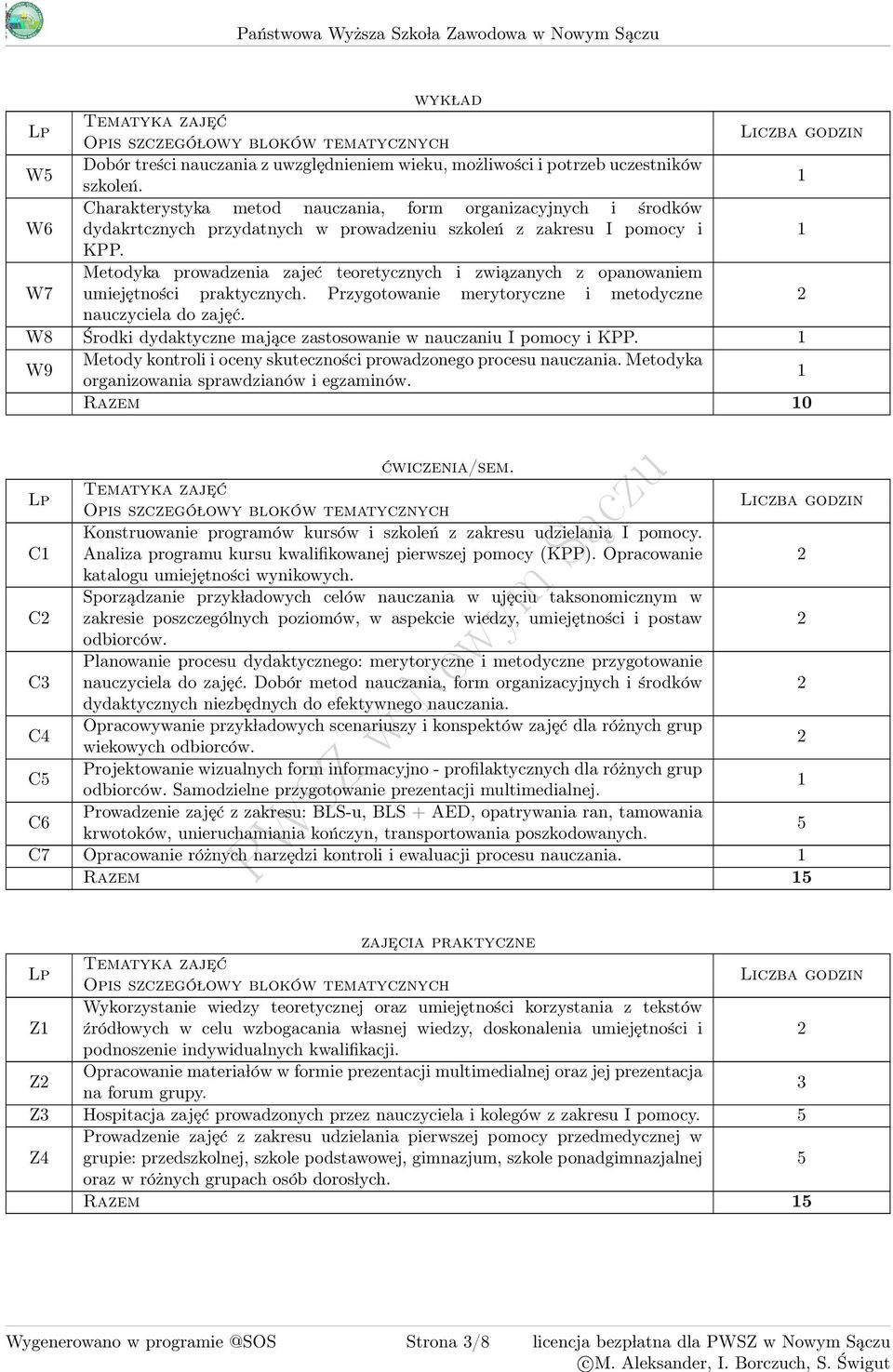 Charakterystyka metod nauczania, form organizacyjnych i środków W6 dydakrtcznych przydatnych w prowadzeniu szkoleń z zakresu I pomocy i KPP.