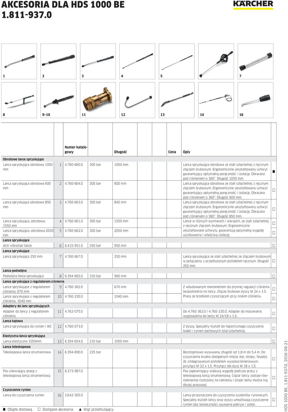 Ergonomicznie ukształtowany uchwyt gwarantujący optymalną poręczność i izolację. Obracana pod ciśnieniem o 360. Długość 1050 mm. 2 4.760-664.