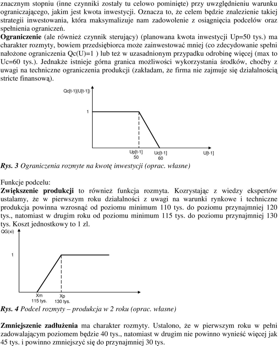Ograniczenie (ale również czynnik sterujący) (planowana kwota inwestycji Up=50 tys.