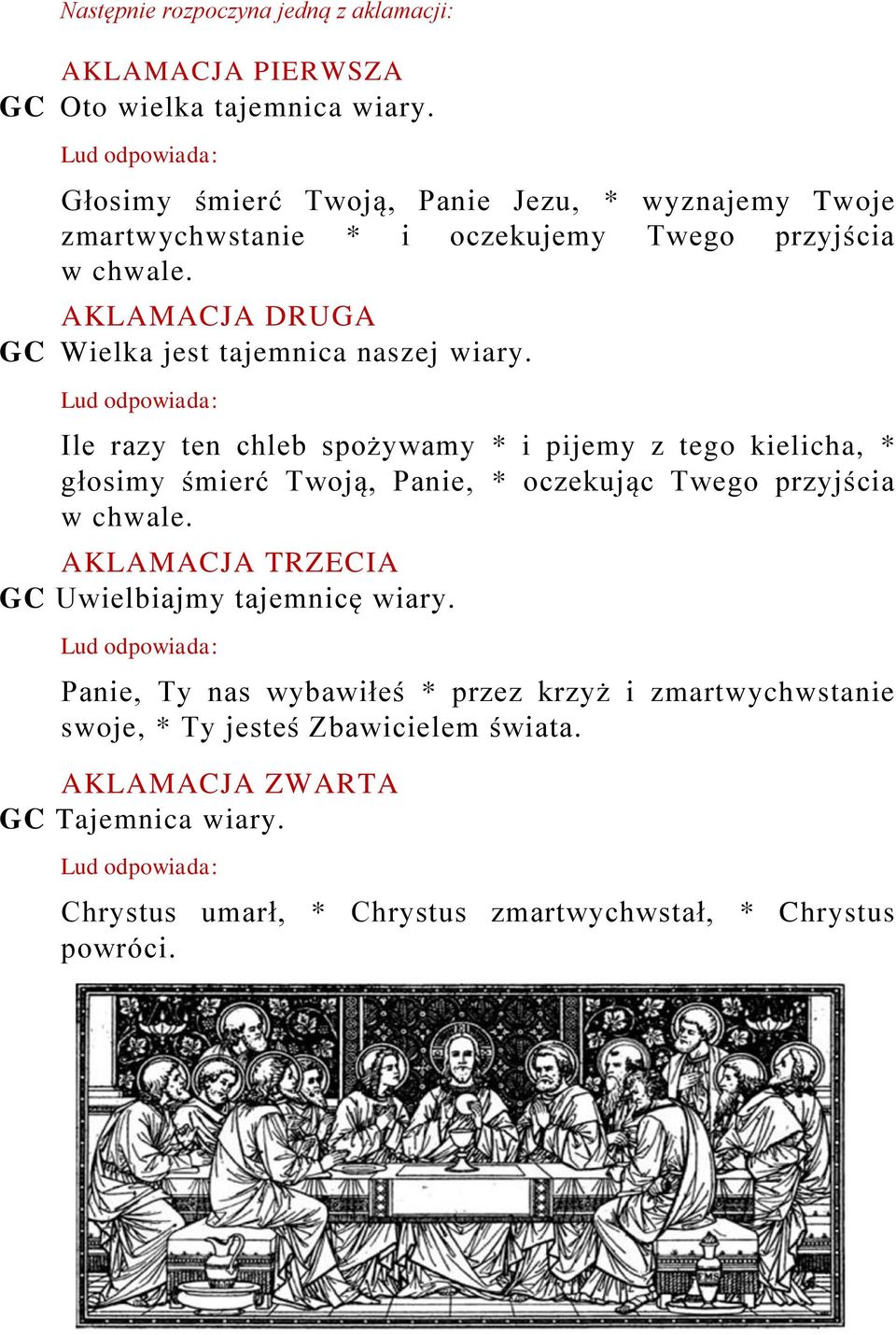 AKLAMACJA DRUGA GC Wielka jest tajemnica naszej wiary.