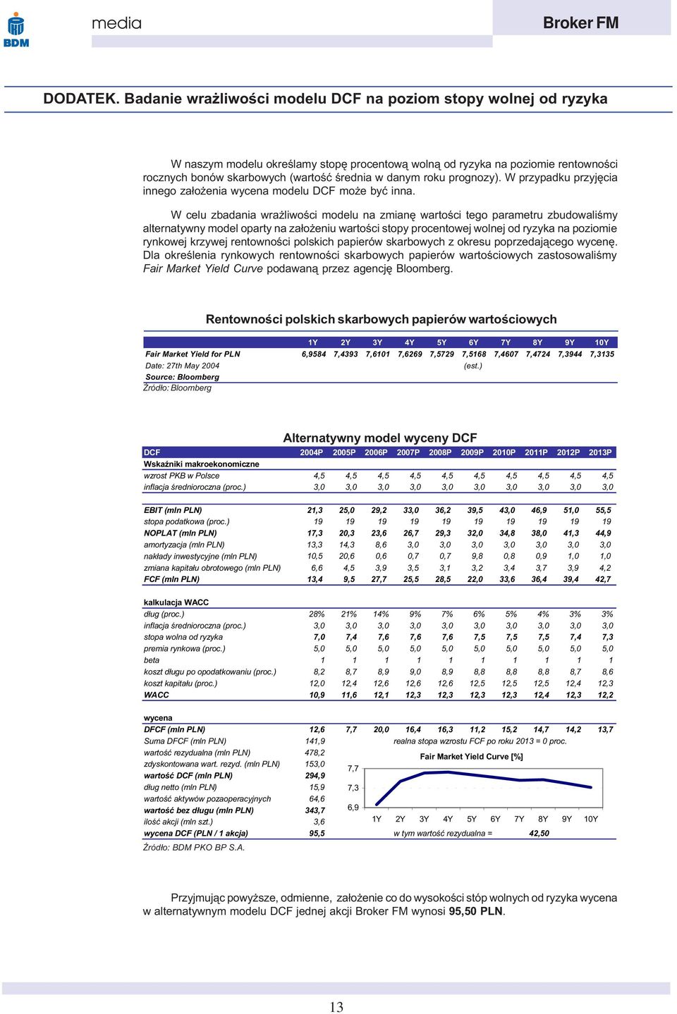 roku prognozy). W przypadku przyjêcia innego za³o enia wycena modelu DCF mo e byæ inna.